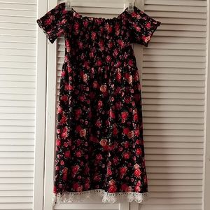 Off the shoulder black floral dress
